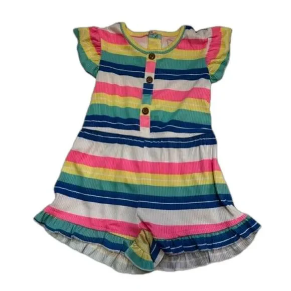 DELIAS Baby Girls Striped Romper Sleeveless Denim Vest Set Multicolor 2T NWT - Picture 5 of 14
